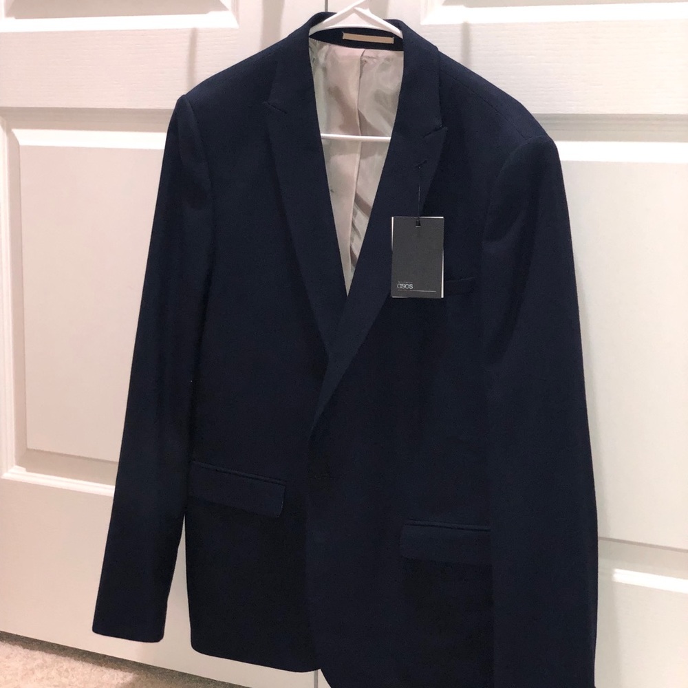 ASOS Skinny Suit Jacket, Navy Woven, 42S